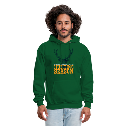 "We interrupt this marriage to bring you hunting season" Men's Funny Hunting Hoodie - forest green